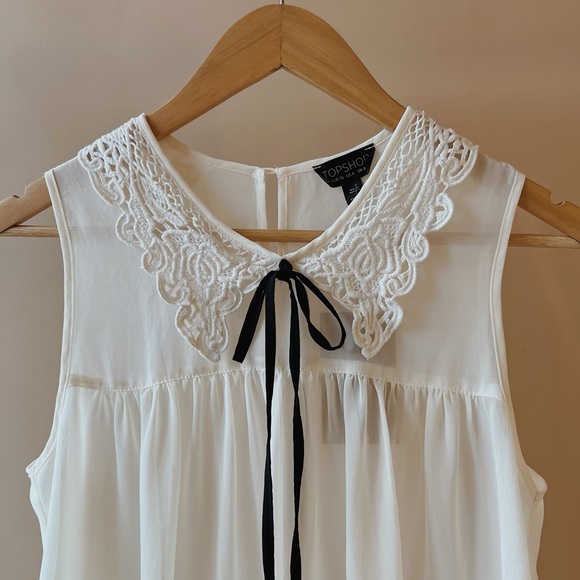 Coquette Bow Tie Sleeveless White Blouse - Picture 3 of 3